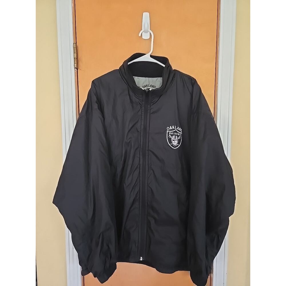 ProPlayer Oakland Raiders Nylon Fleece Jacket Men's Size Large NFL Football Vtg